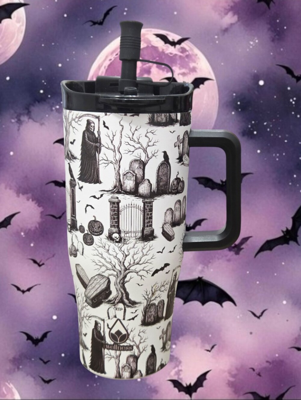 Wellness Halloween Graveyard Travel Tumbler